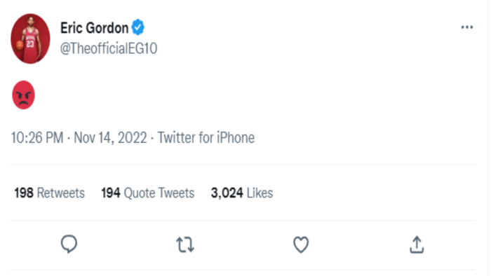 Eric Gordon Is upset