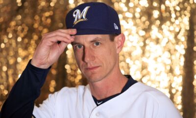 Craig Counsell poses for a Milwaukee Brewers promotional shoot.