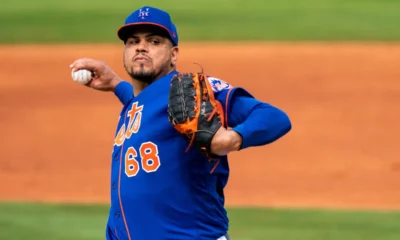 Dellin Betances pitches for the New York Mets during Spring Training in 2021.