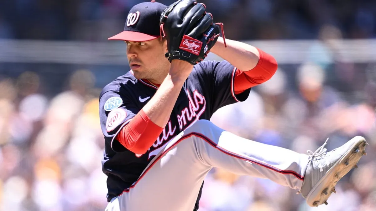 MacKenzie Gore pitches on the road for the Washington Nationals.
