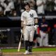 New York Yankees shortstop Anthony Volpe is upset after a call at home plate.