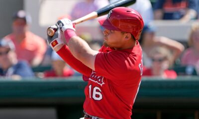 Nolan Gorman hits a home run during a Spring Training game for the St. Louis Cardinals.