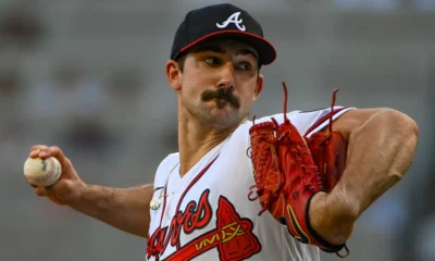 Spencer Strider pitches at home for the Atlanta Braves.
