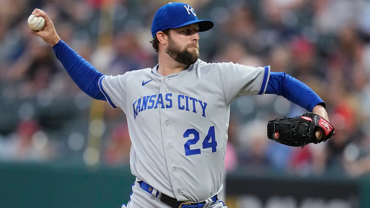 Jordan Lyles pitches on the road for the Kansas City Royals.