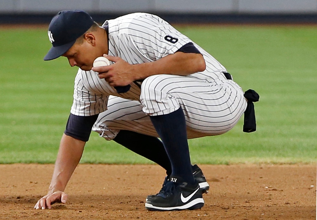 Alex Rodriguez takes some dirt with him in his final game with the New York Yankees.