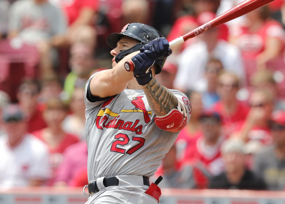 Tyler O'Neill takes a big swing on the road for the St. Louis Cardinals.