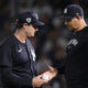 New York Yankees Manager Aaron Boone removes Gerrit Cole from a Spring Training game.