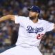 Clayton Kershaw pitches at home for the Los Angeles Dodgers.