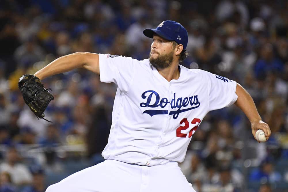 Clayton Kershaw pitches at home for the Los Angeles Dodgers.