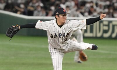 Yuki Matsui pitches for Team Japan during the World Baseball Classic.