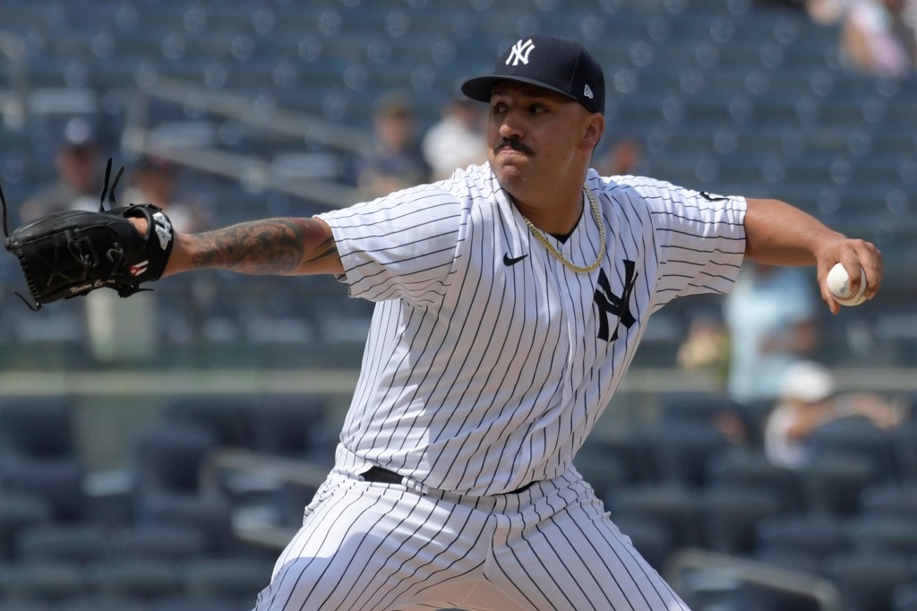 Nestor Cortes pitches at home for the New York Yankees.