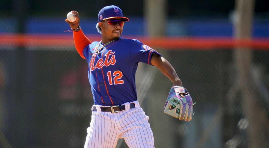Francisco Lindor throws the ball during Spring Training.