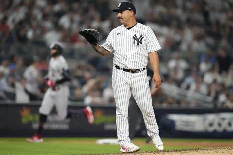 Nestor Cortes waits to get a ball back during a home game for the New York Yankees.
