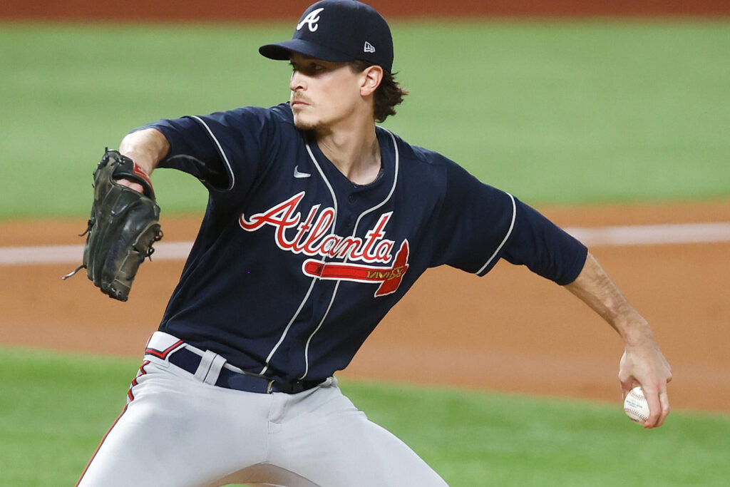 Max Fried pitches for the Atlanta Braves during the 2020 NLCS.
