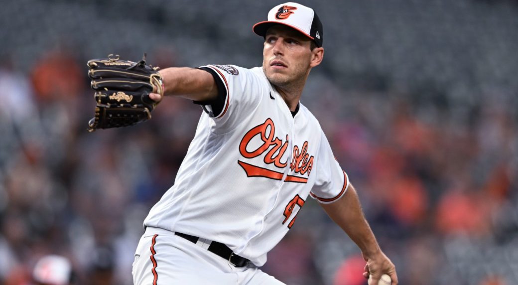 John Means pitches at home for the Baltimore Orioles.