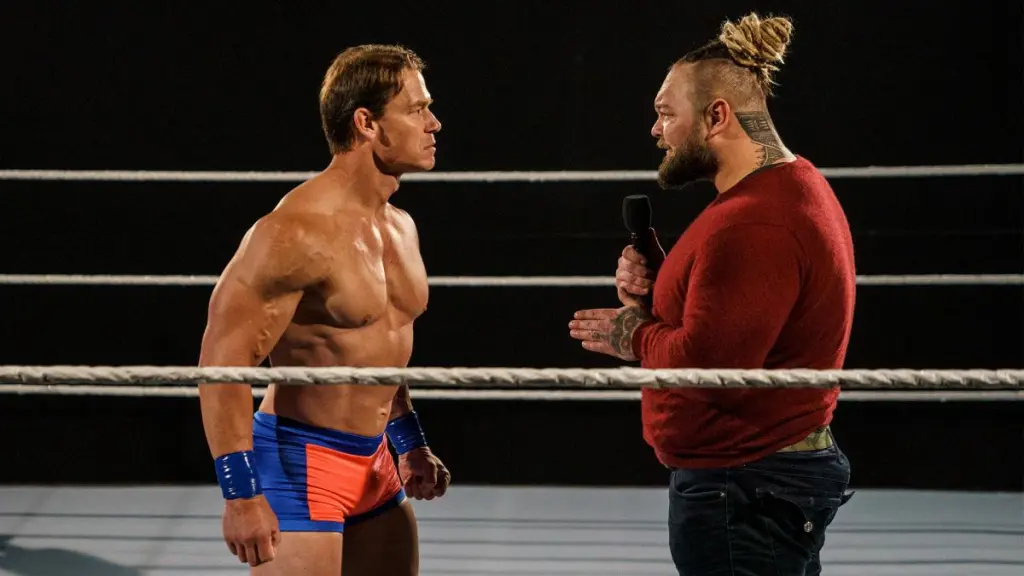 John Cena and Bray Wyatt face each other at WrestleMania in a Firefly Fun house Match.