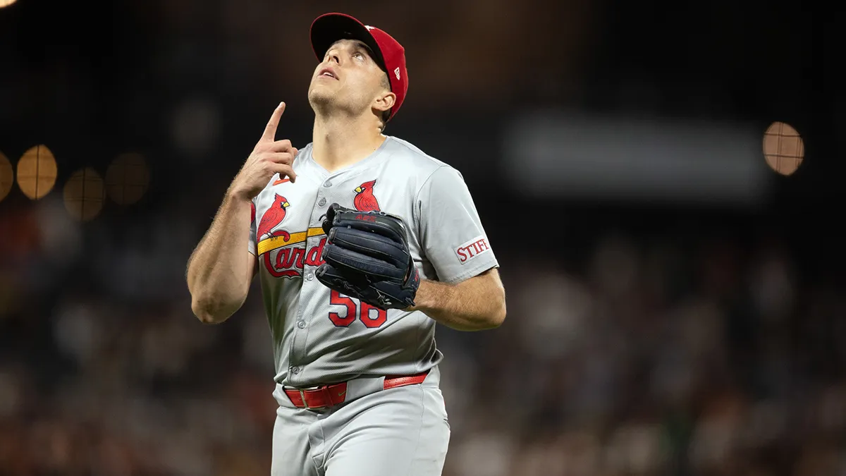 Ryan Helsley celebrates closing a game for the St. Louis Cardinals.