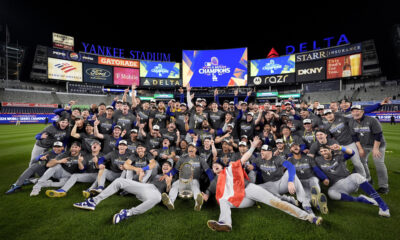 The Los Angeles Dodgers celebrate winning the 2024 World Series.