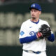 Blake Snell pitches at home for the Los Angeles Dodgers.