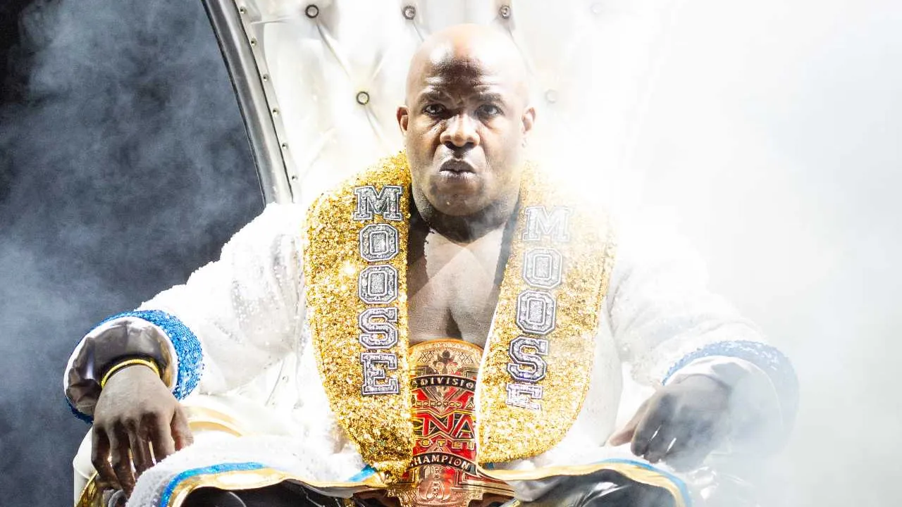 Moose prepares for a match in TNA Wrestling.