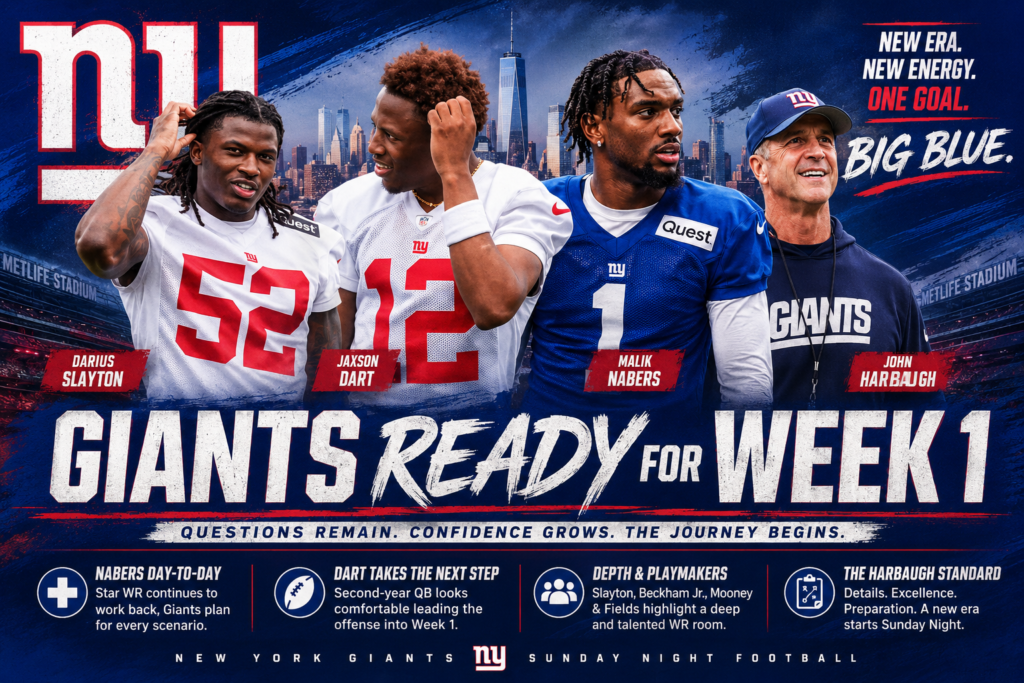 Giants Enter Week 1 With Confidence, Questions and a New Standard Under John Harbaugh